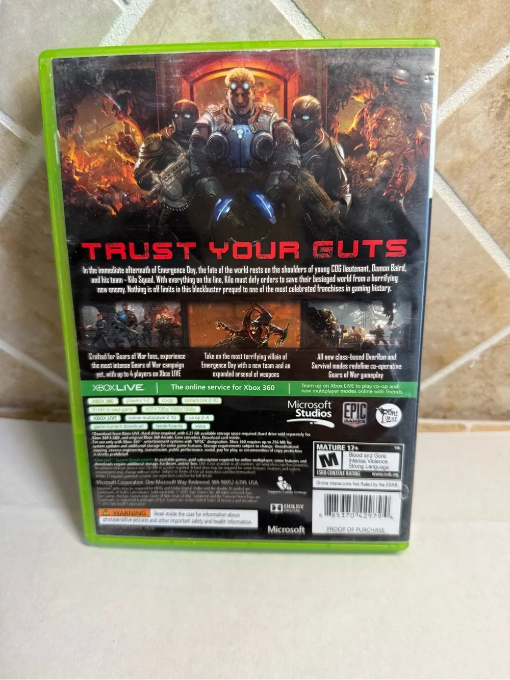 Microsoft Gears of War Judgment Xbox 360 2013 Video Game Disc & Case